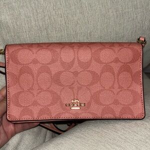 Coach Crossbody Bag Pink Logo Print
